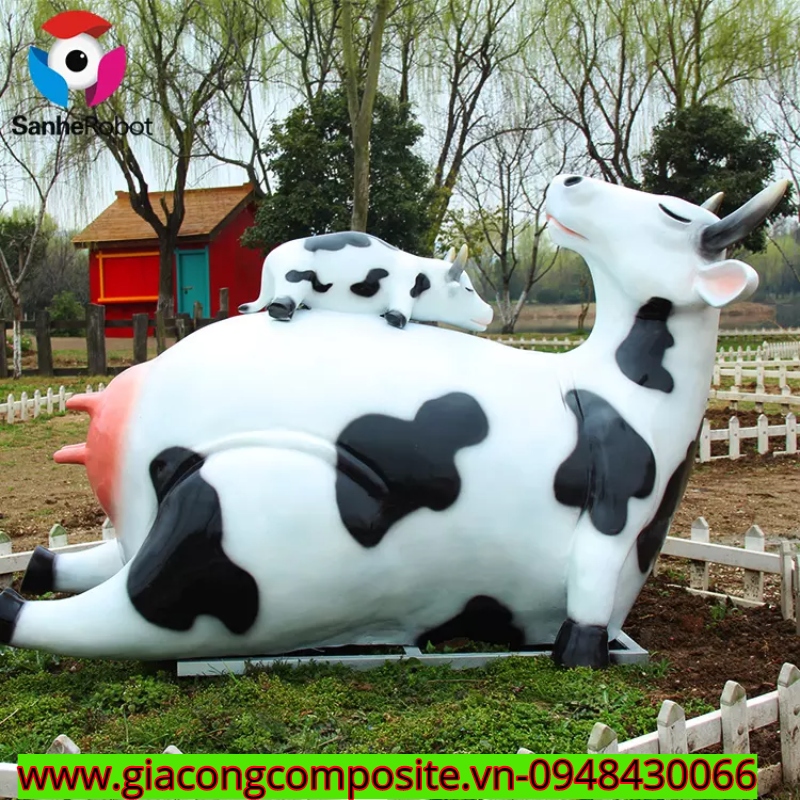điêu khắc mút xốp theo yêu cầu khách hàng 16 mô hình mút xốp con bò
